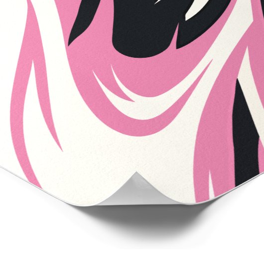 Poster Flux Abstrait en gras rose, noir et blanc (Coin)