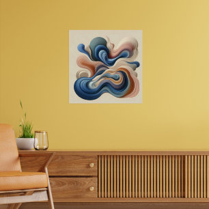 Poster Flux Abstrait fluide - Terre & Bleu Ruban Art
