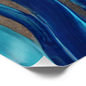 Poster Flux Abstrait moderne Art-Bleu et Or- (Coin)