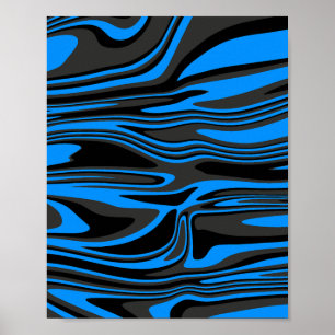 Poster Flux bleu et noir Abstrait