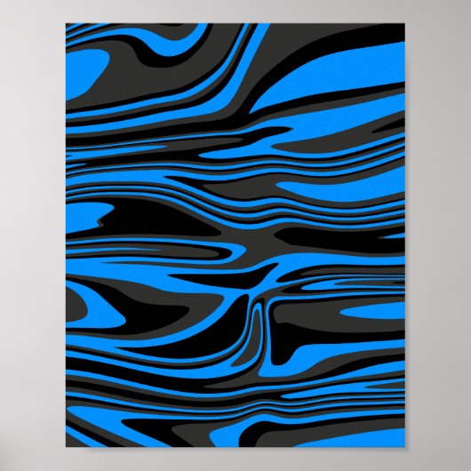 Poster Flux bleu et noir Abstrait (Devant)