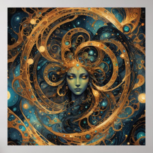 Poster Flux cosmique - Imaginaire AI Art numérique d'impr
