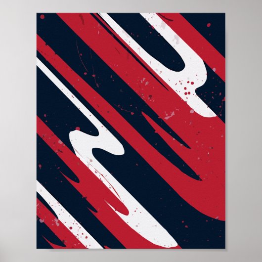 Poster Flux de brosse rouge et blanc dynamiques (Devant)