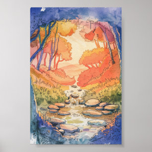 Poster Flux de forêt lunaire