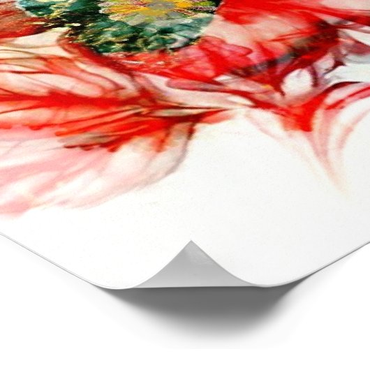 Poster Flux de la macro couleur d'aquarelle rouge fanée (Coin)