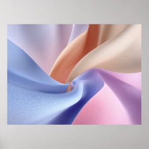 Poster Flux de tissu pastel abstrait avec des courbes dou