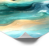 Poster Flux d'océan doré Vagues abstraites (Coin)