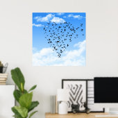 Poster Flux d'oiseaux Love Heart imprimé de l'affiche (Bureau à domicile)