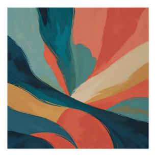 Poster Flux en gras - Art en brosse Abstrait en Turquoise