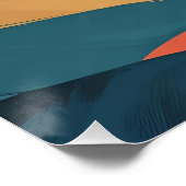 Poster Flux en gras - Art en brosse Abstrait en Turquoise (Coin)