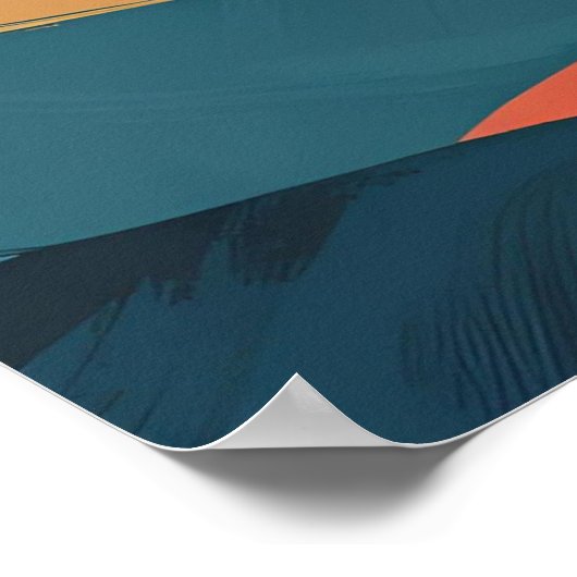 Poster Flux en gras - Art en brosse Abstrait en Turquoise (Coin)