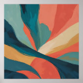 Poster Flux en gras - Art en brosse Abstrait en Turquoise (Devant)