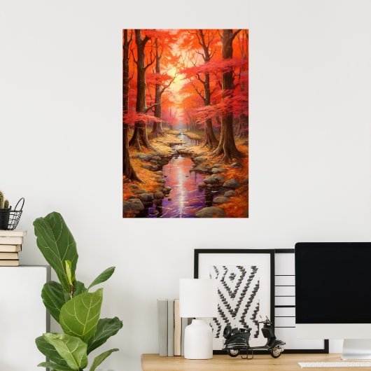Poster Flux Enchantant Autumn Maple Forest Fine Art (Bureau à domicile)