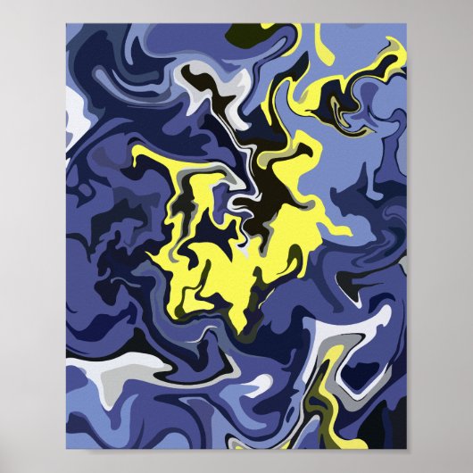 Poster Flux éthéré de Jaune et Bleu (Devant)