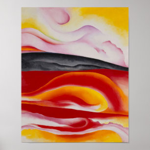 Poster Flux rouge, jaune et noir Georgia O'Keeffe