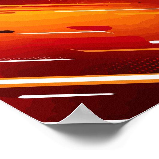 Poster Flux rouges dynamiques avec mouvement linéaire Abs (Coin)