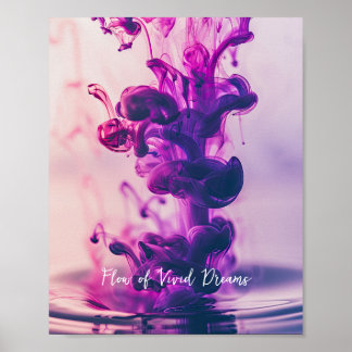 Poster Flux vif : Encre violette Abstraite dans l'eau