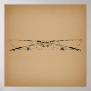Poster Fly Fishing Antique Art Fishing Poles Vintage