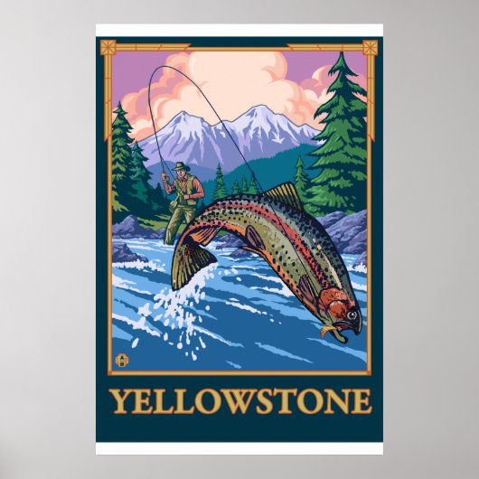 Poster Fly Fishing Scene - Yellowstone National Park (Devant)