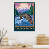Poster Fly Fishing Scene - Yellowstone National Park (Cuisine)