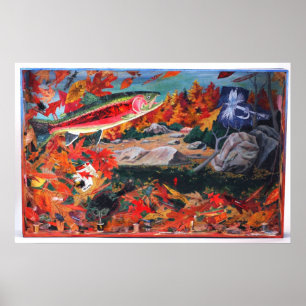 Poster "Fly Tyer Dreams", fly tying, fishing montage art