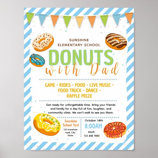 Poster Flyer de collecte de fonds avec donuts modifiables (Devant)