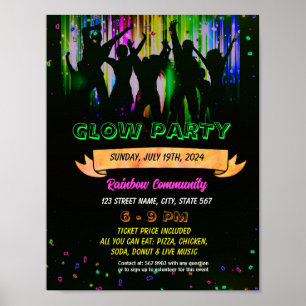 Poster Flyer de la fête de danse Editable Glow