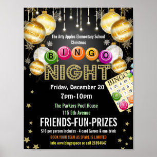 Poster Flyer de Noël Bingo Night