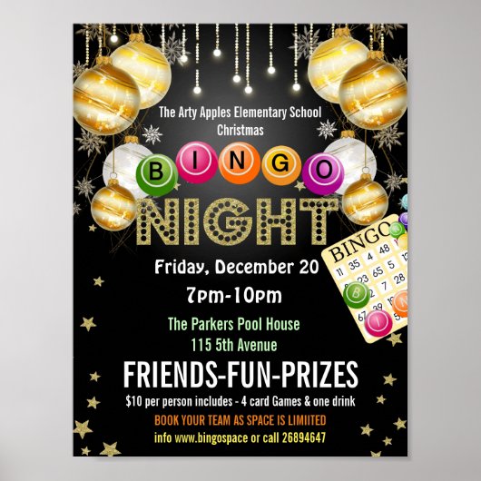 Poster Flyer de Noël Bingo Night (Devant)