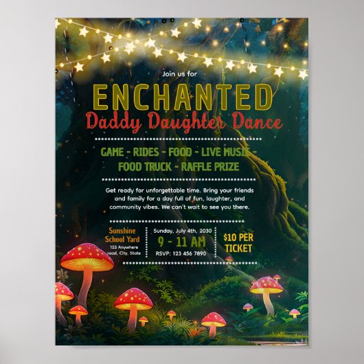 Poster Flyer modifiable de danse enchantée père-fille (Devant)