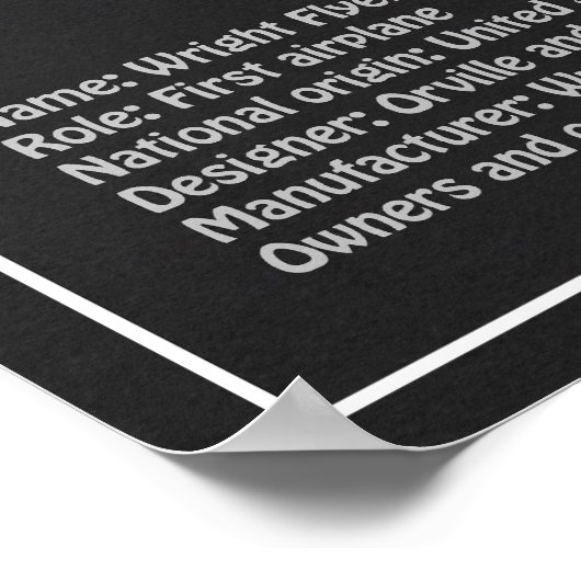 Poster Flyer Wright - Plan de dessin du plan d'avion (Coin)