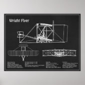 Poster Flyer Wright - Plan de dessin du plan d'avion (Devant)