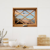 Poster Flying Bird Country View Faux Fake Window (Cuisine)
