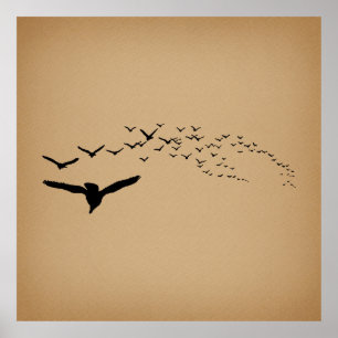 Poster Flying Birds Art Vintage
