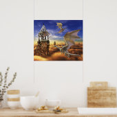 Poster Flying Bronze Dragon Imaginaire Sky (Cuisine)
