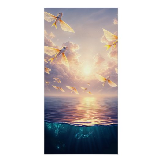 Poster Flying Fish Sunset (Devant)