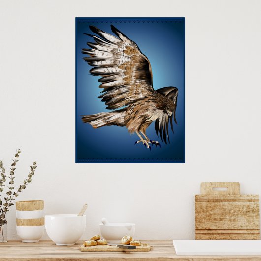 Poster Flying Hawk Print (Cuisine)