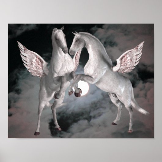 Poster Flying Pegasus Imaginaire Horses Art (Devant)