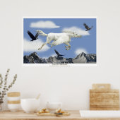 Poster Flying Pegasus in Eagle Mountains Imaginaire Art (Cuisine)