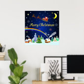 Poster Flying Santa Claus with Crescent Moon (Bureau à domicile)