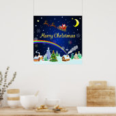 Poster Flying Santa Claus with Crescent Moon (Cuisine)