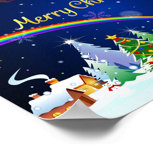 Poster Flying Santa Claus with Crescent Moon (Coin)