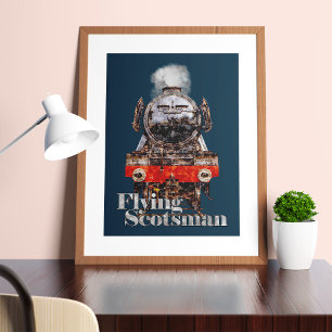 Poster Flying Scotsman – Illustration de Locomotive à Vap