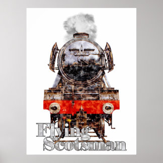 Poster Flying Scotsman – Illustration de locomotive à vap