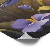 Poster Flying Swallow Field of Violet Flowers (Coin)