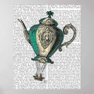 Poster Flying Teapot 1 Green and Yellow