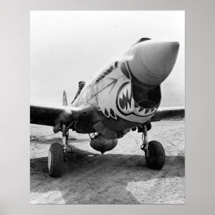 Poster Flying Tigers P-40 Warhawk, 1941. Photo vintage