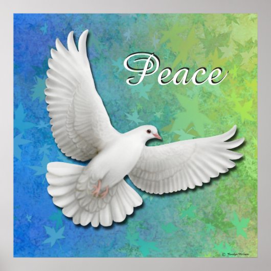 Poster Flying White Peace Dove Print (Devant)
