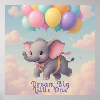 Poster Flyng Baby Elephant avec devis personnalisé, infir