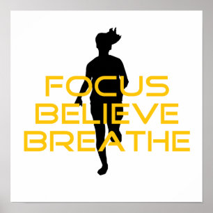 Poster Focus Croire Respirer Jaune Courir Fitness